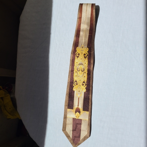 Giorgio Rossini 100% Silk Tie - Brown. Gold, Cream - Picture 4 of 5